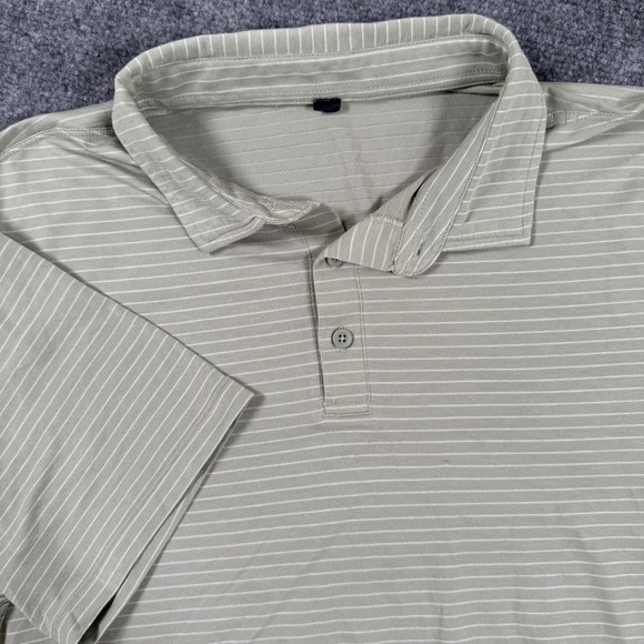 Lululemon Shirt Small Biege Striped Evolution Performance Polo Short Sleeve Mens - Picture 1 of 6